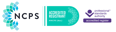 National Counselling Society logo. The logo links to the counsellors verification page.