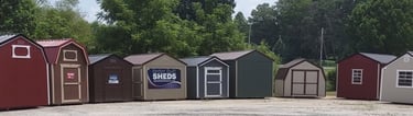 Sheds on lot at The Bed Shoppe