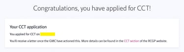 RCGP CCT Application Acknowledgement