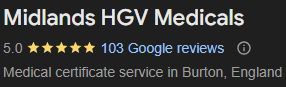 Midlands HGV Medicals Reviews