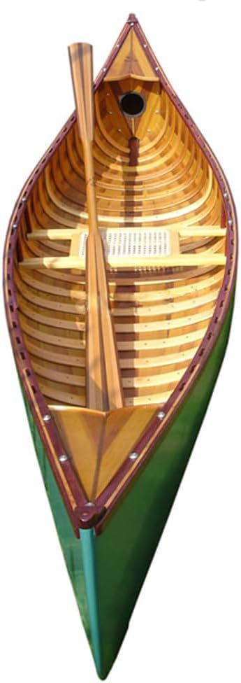 Old Modern Handicrafts Green Canoe with Ribs Curved Bow - Handcrafted in 500+ Hours from Premium Woo