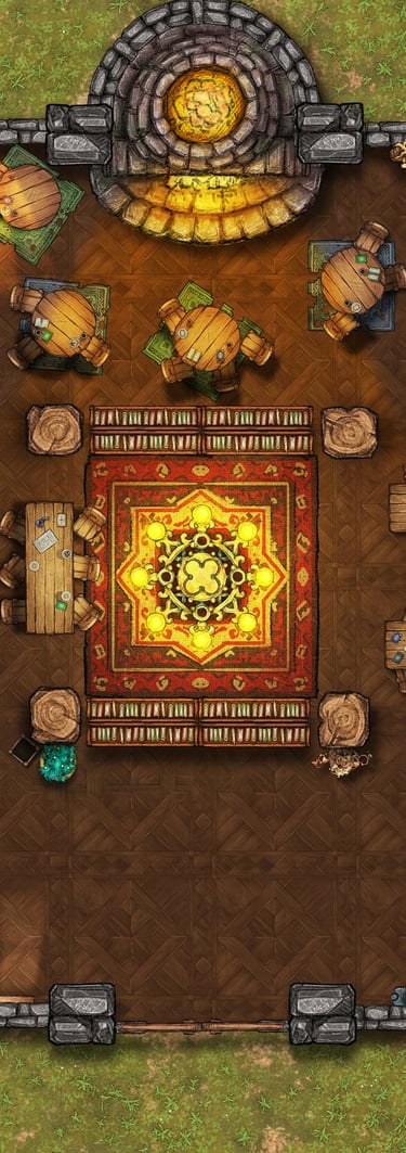 An overhead map of the Tavern at the Edge of the World. Created by Justin Gann.