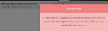 error al vender