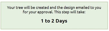 Your tree will be created and the design emailed to you in 1-2 days
