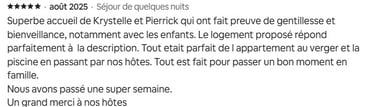 Avis clients gite le Lude