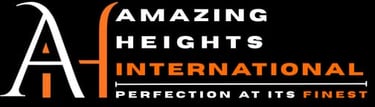 Amazing Heights International logo with stylized AF initials and slogan Perfection at its Finest.