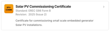 Solar PV commissioning certificate preview