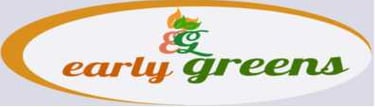 Early Greens company logo with orange and green text and leaves inside an oval frame.