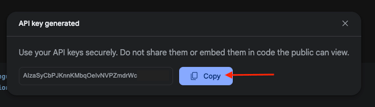 Google AI Studio Copy API KEY