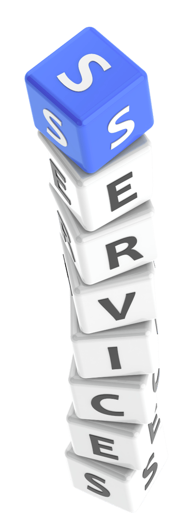 Tower of dice spelling SERVICES - Symbolising ADHD Virtual Assistant service options
