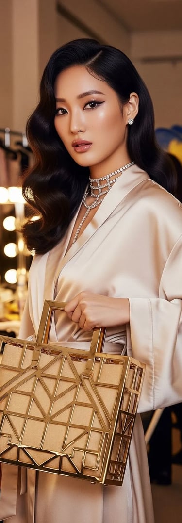 Model wanita di acara Fashion Show dengan The "Aura" Clutch Tote ala SIGNIFO.