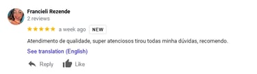 Depoimento de cliente satisfeita – “Atendimento de qualidade, super atenciosos tirou todas minha dúv