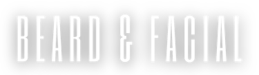 Minimalist black and white logo text for professional beard and facial grooming services.