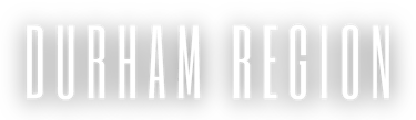 White condensed serif font displaying Durham Region text on a solid black background.
