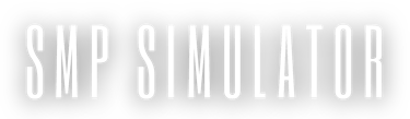 SMP Simulator logo featuring tall, white minimalist text on a solid black background.