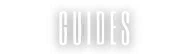 White GUIDES text in a tall sans-serif font centered on a black background for a minimalist header.