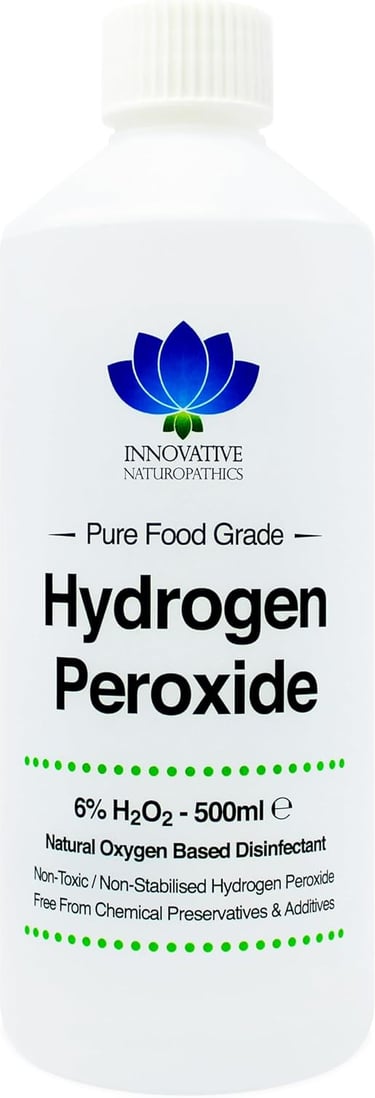 Bottle of 6 percent Food Grade Hydrogen Peroxide 500ml by Innovative Naturopathics.
