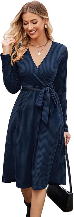 V Neck Knitted Elegant Dress