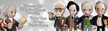 amigurumi figures of historical iconic characters