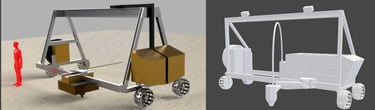 CAD images of a device that can print dwellings on Mars using gravel and sulfur.