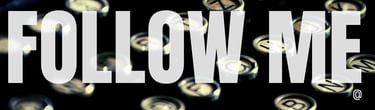 the words follow me over a background of typewriter keys