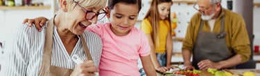 grandparents cooking with kids