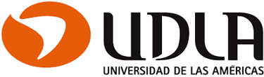 Official UDLA Universidad de las Américas logo with orange circular icon and black typography.