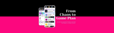 two mobile screens that show the progression from a chaotic app to a well structured game app