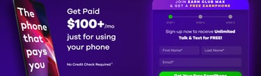 a marketing visual showing a phone and advertising a paid membership to earn with your phone