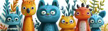 alt="Différents types de mascottes professionnelles créées par CCA Studio pour entreprises"