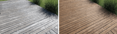 Application d’un saturateur bois naturel sur terrasse extérieure, protection mate sans film ni glissance