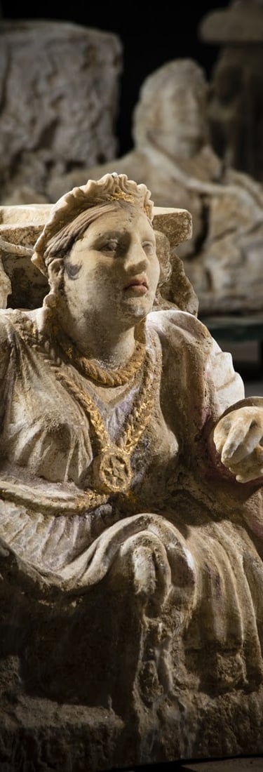 Etruscan priestess shown with a Pentacle necklace dating to about 500 BCE.