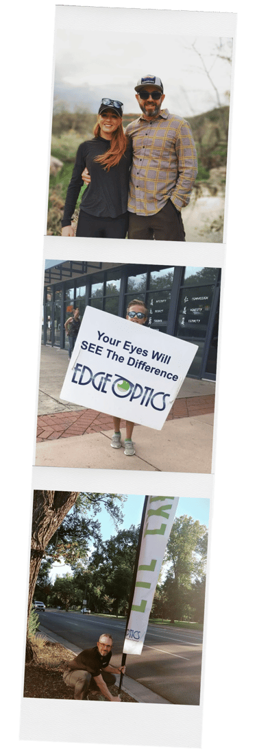 photo collage of Dr Mason and Mindy Bryant, owners of Edge Optics in Fort Collins and Loveland