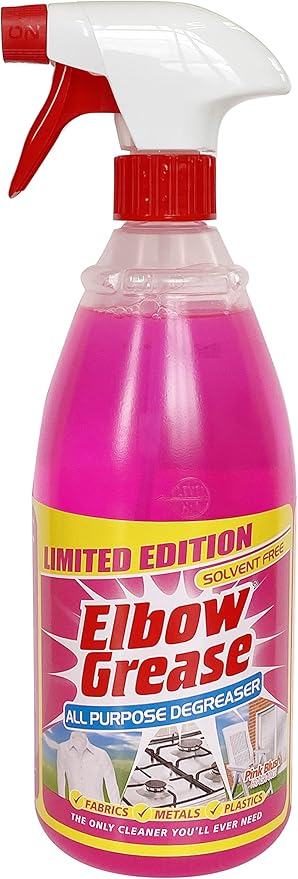 a pink spray bottle with a spray bottle of liquid