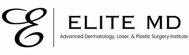 Elite MD Advanced Dermatology, Laser, and Plastic Surgery Institute logo in black text.