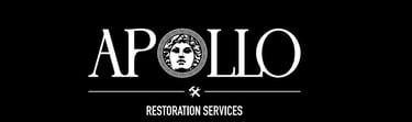 a black and white logo with the words apollo restaurant and restaurant