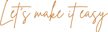 Elegant orange cursive text reading 'Let's make it easy' isolated on a solid black background.