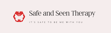 Safe and seen therapy logo, hands and butterfly.