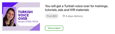 A project at Upwork Project Board