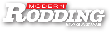 Modern Rodding Magazine logo featuring bold white and red typography for hot rod enthusiasts.