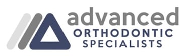 Advanced Orthodontic Specialists logo with a blue and grey geometric triangle icon.