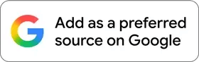 Google logo icon next to text reading Add as a preferred source on Google News.