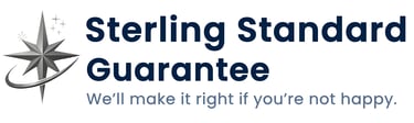 Logo of the Sterling Standard Guarantee, showcasing a star symbol and assurance of quality.