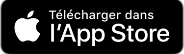 Official black and white badge to download apps on the Apple App Store in French.