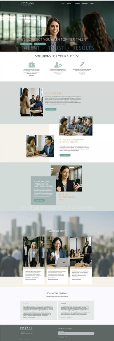 Payvand Consulting recruiting website homepage preview