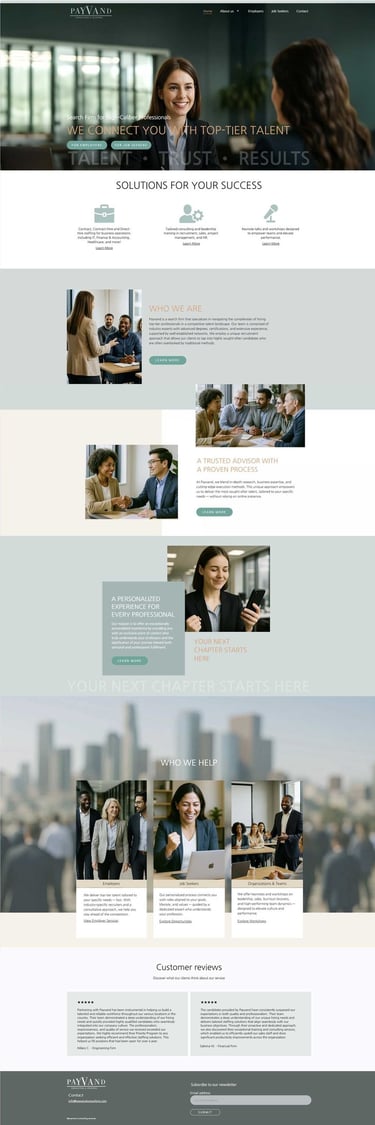 Payvand Consulting recruiting website homepage preview