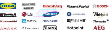 Brands We Repair banner featuring logos of various appliance brands, highlighting the range of brands serviced by our repair 