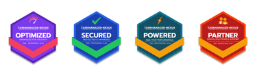 Security, Performance, Technology, Partnership, and Verified Business credentials demonstrating trust, optimization, cutting-