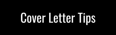 a black and white cover lettered with the words cover letter tips