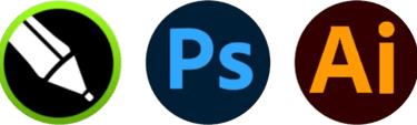 a set of three different types of logos